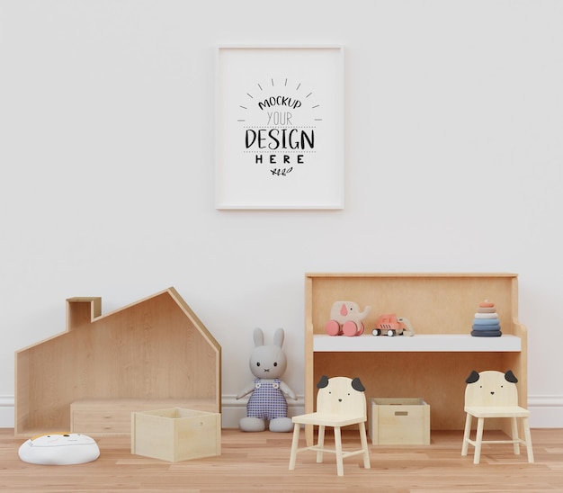 Posterlijst in kinderkamer psd mockup