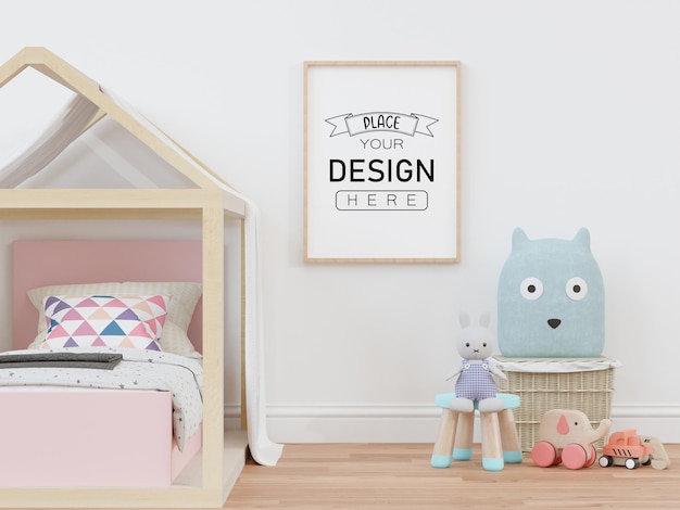 Posterlijst in kinderkamer Psd Mockup