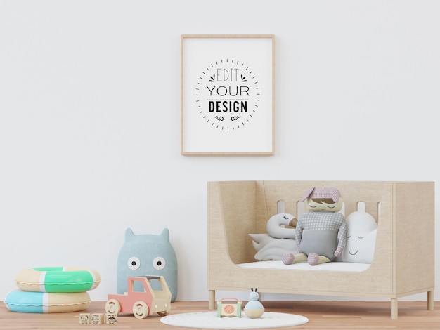 Posterlijst in kinderkamer Psd Mockup