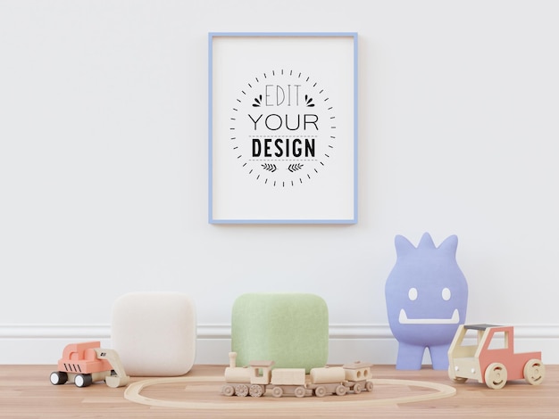 Posterlijst in kinderkamer Psd Mockup