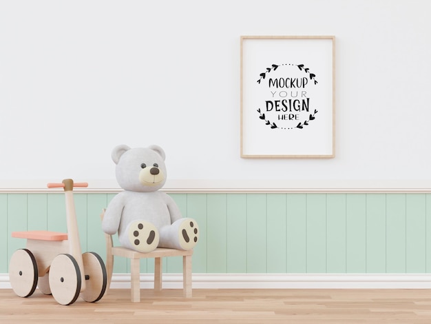 Posterlijst in kinderkamer psd mockup