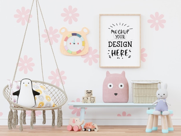 Posterlijst in kinderkamer Psd Mockup