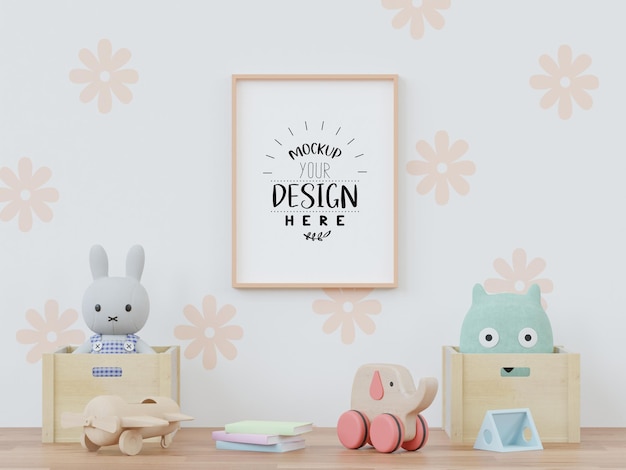 Posterlijst in kinderkamer psd mockup