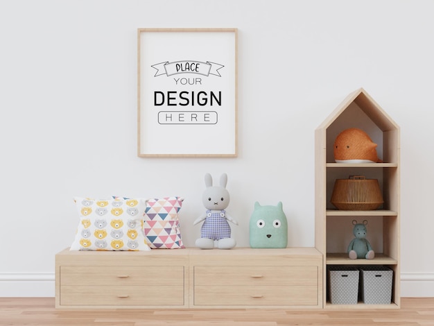 Posterlijst in kinderkamer Psd Mockup