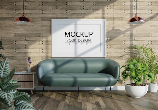 Posterlijst in woonkamer mockup