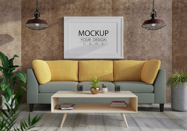 Posterlijst in woonkamer Mockup