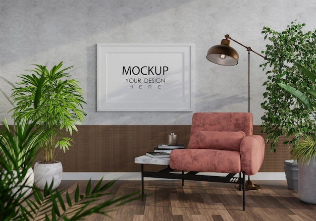 Posterlijst in woonkamer mockup