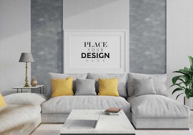 Posterlijst in woonkamer Mockup