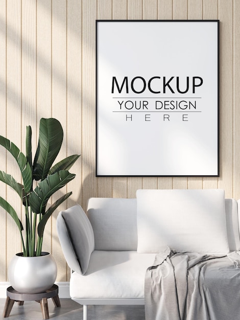 Posterlijst in woonkamer Mockup