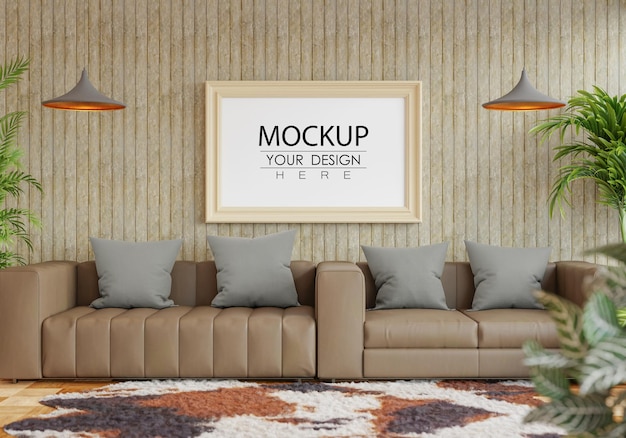 Posterlijst in woonkamer Mockup