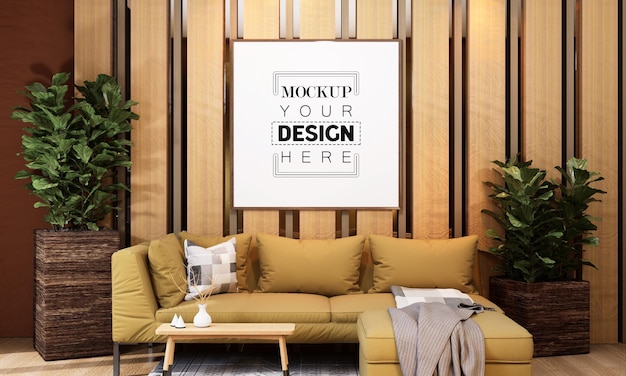 Posterlijst in woonkamer Mockup