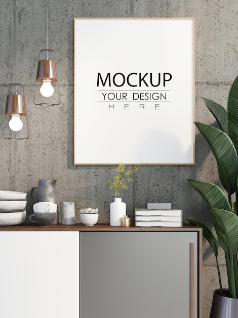Posterlijst in woonkamer Mockup