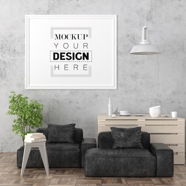 Posterlijst in woonkamer Mockup