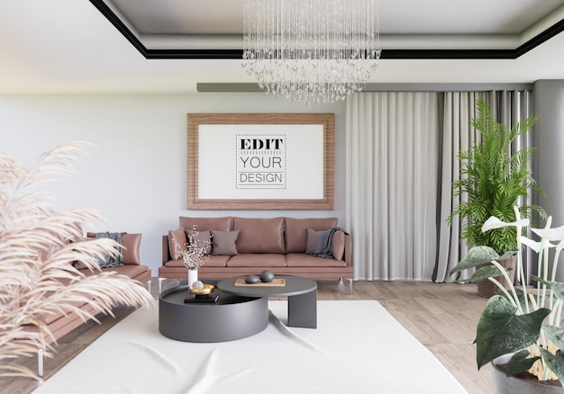 Posterlijst in woonkamer Mockup