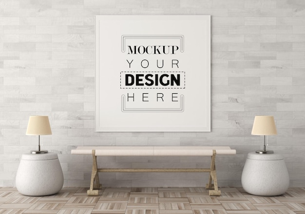 Posterlijst in woonkamer psd mockup