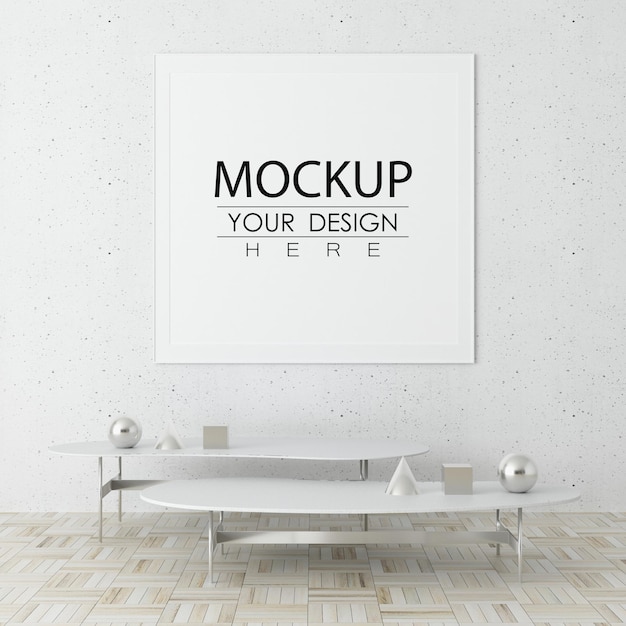 Posterlijst in woonkamer Psd Mockup