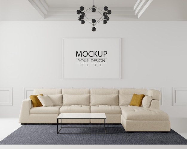 Posterlijst in woonkamer psd mockup