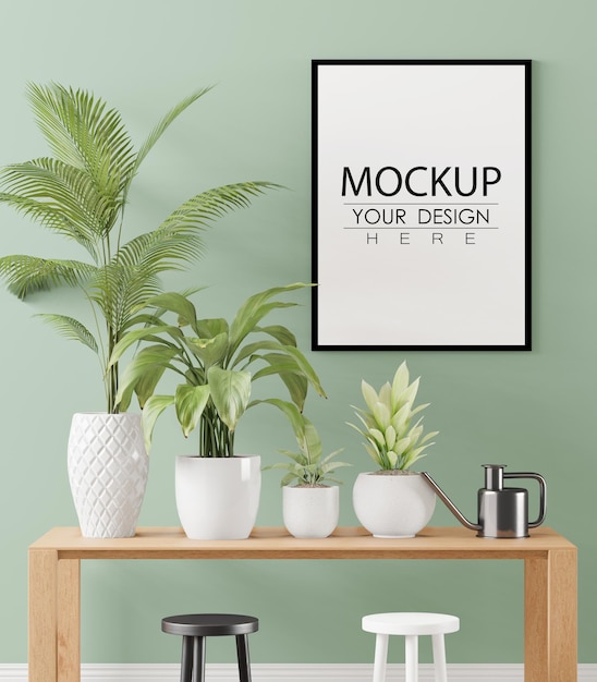 Posterlijst in woonkamer Psd Mockup