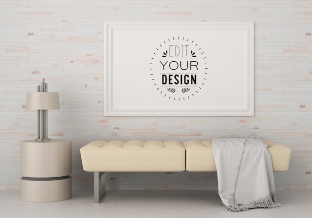 Posterlijst in woonkamer psd mockup