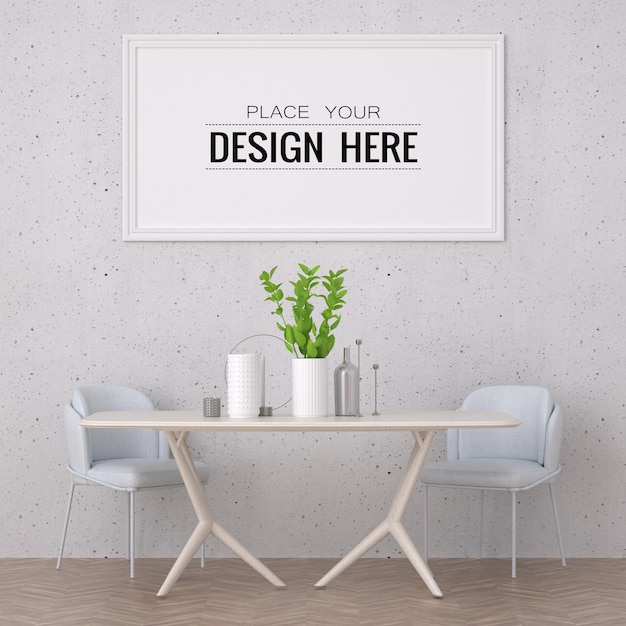 Posterlijst in woonkamer Psd Mockup