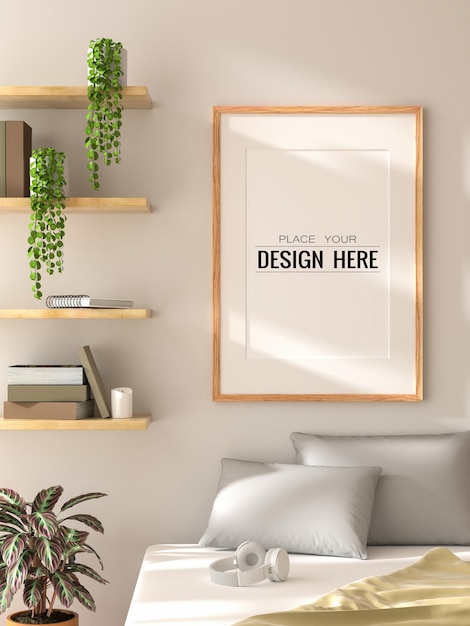 Posterlijst in woonkamer psd mockup