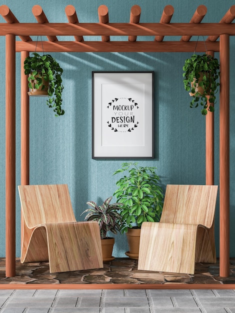 Posterlijst in woonkamer Psd Mockup