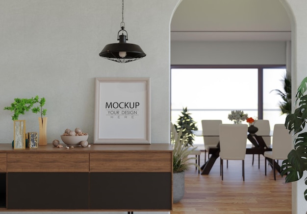 Posterlijst in woonkamer psd mockup