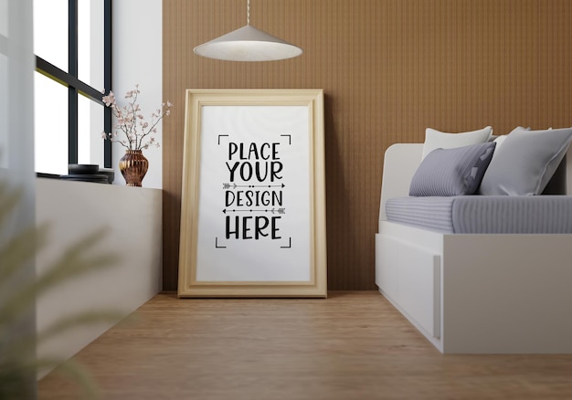 Posterlijst in woonkamer psd mockup