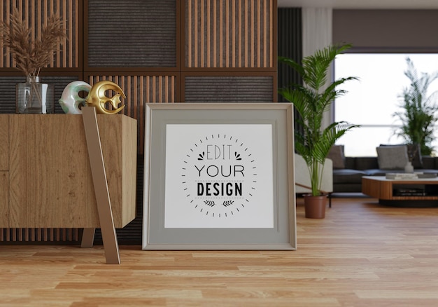 Posterlijst in woonkamer psd mockup