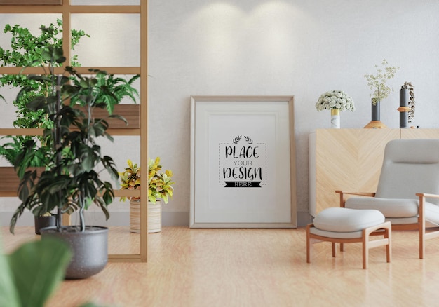 Posterlijst in woonkamer psd mockup