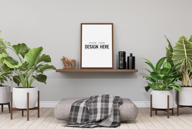 Posterlijst in woonkamer psd mockup