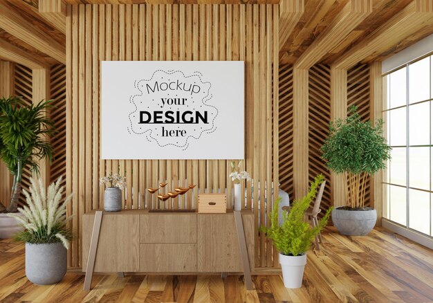 Posterlijst in woonkamer psd mockup