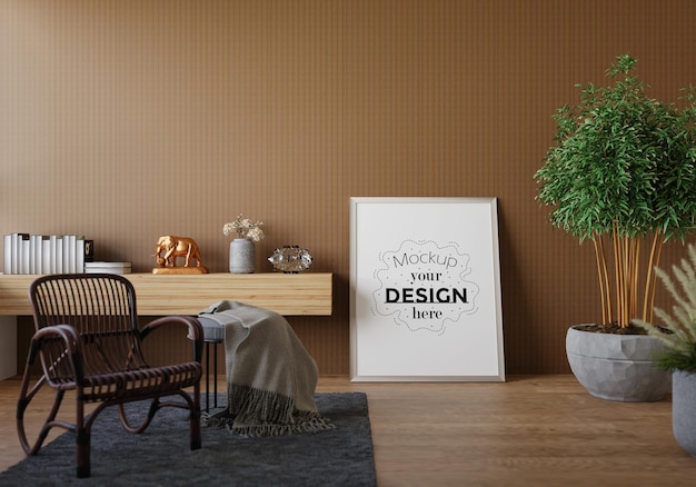 Posterlijst in woonkamer psd mockup