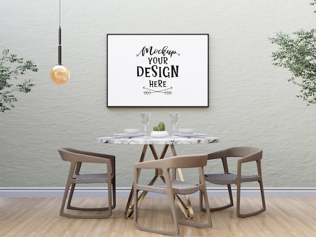 Posterlijst in woonkamer Psd Mockup