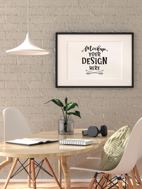 Posterlijst in woonkamer psd mockup