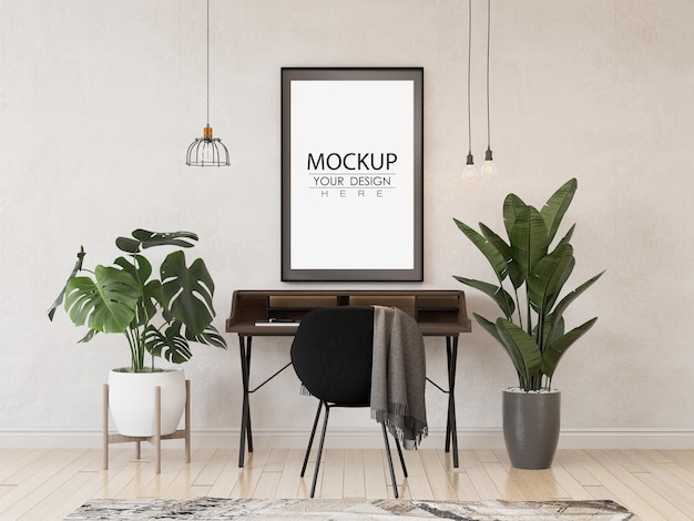 Posterlijst in woonkamer Psd Mockup