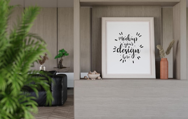 Posterlijst in woonkamer psd mockup