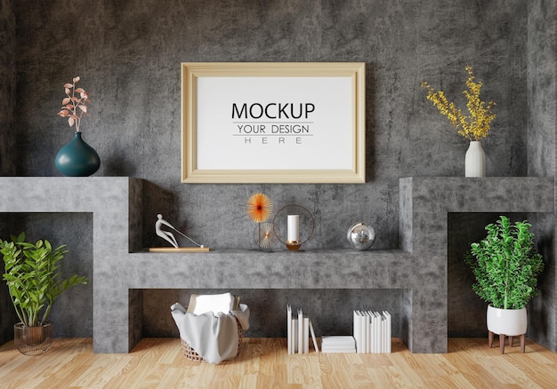 Posterlijst in woonkamer psd mockup