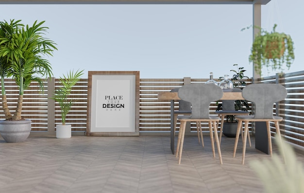 Posterlijst in woonkamer Psd Mockup