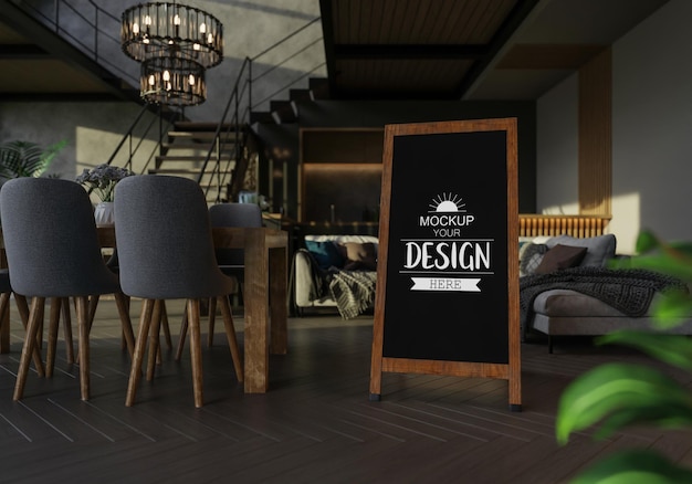 Posterlijst in woonkamer Psd Mockup