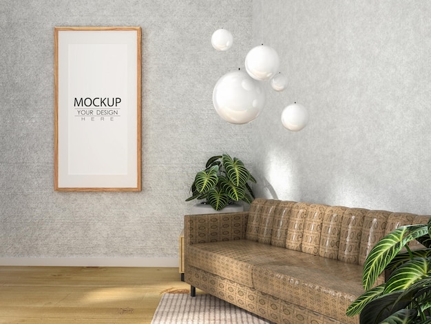 Posterlijst in woonkamer psd mockup