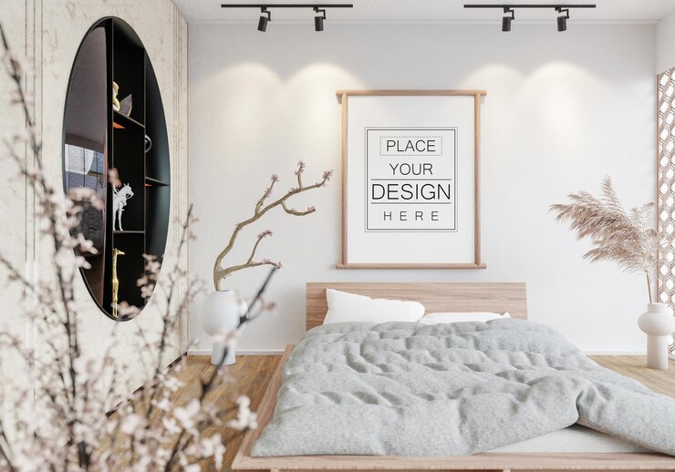 PSD posterlijstmodel in een slaapkamer