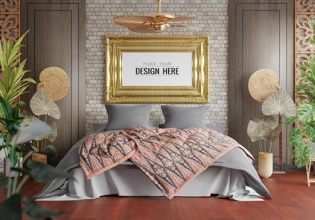 Posterlijstmodel in een slaapkamer