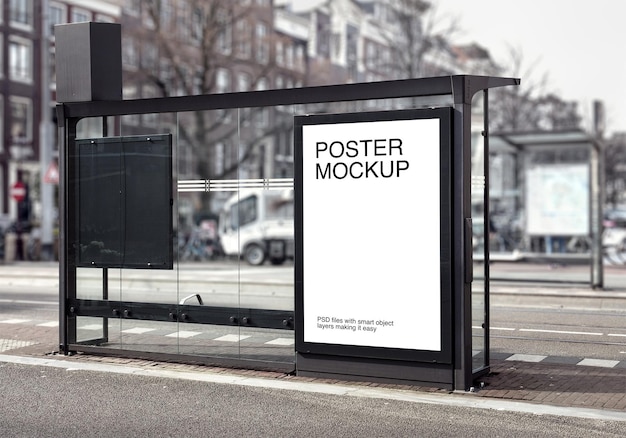 Postermodel bij bushaltes