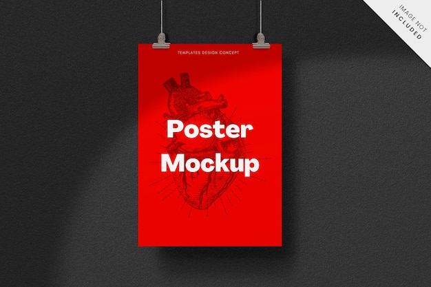 Postermodel met effect dat op een donkere achtergrond hangt