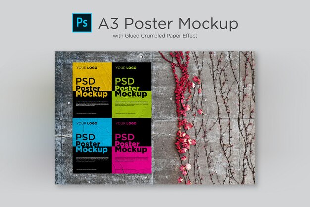 Postermodel met gelijmd en verfrommeld papiereffect