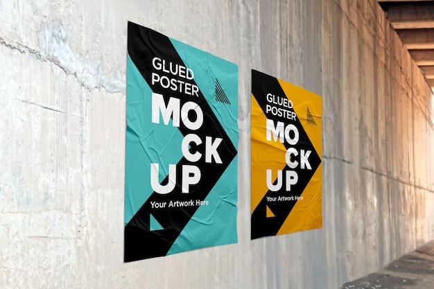 Postermodel met gelijmd gekreukt en verfrommeld papiereffect
