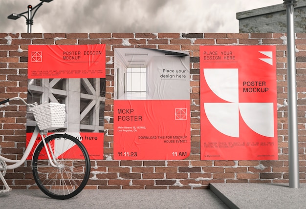 Postermodel op grunge buitenmuur