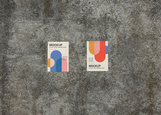 PSD posters on textured concrete wall