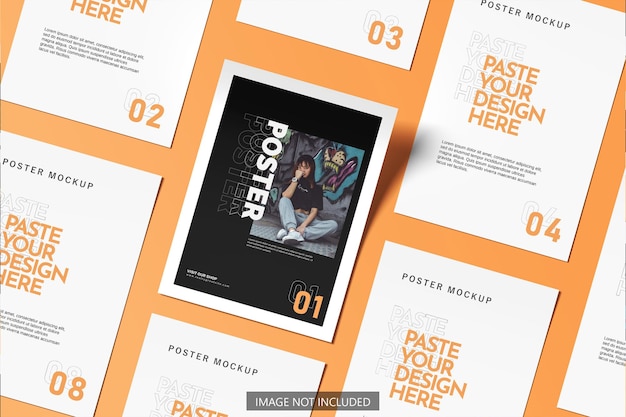 PSD poster con mockup di sfondo modificabile